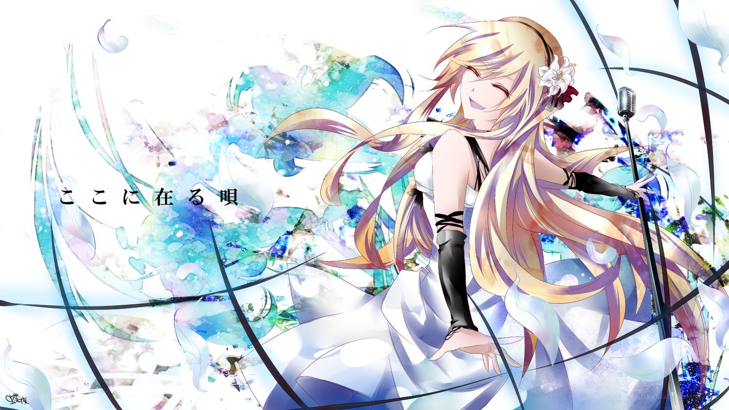 Anime singer with microphone