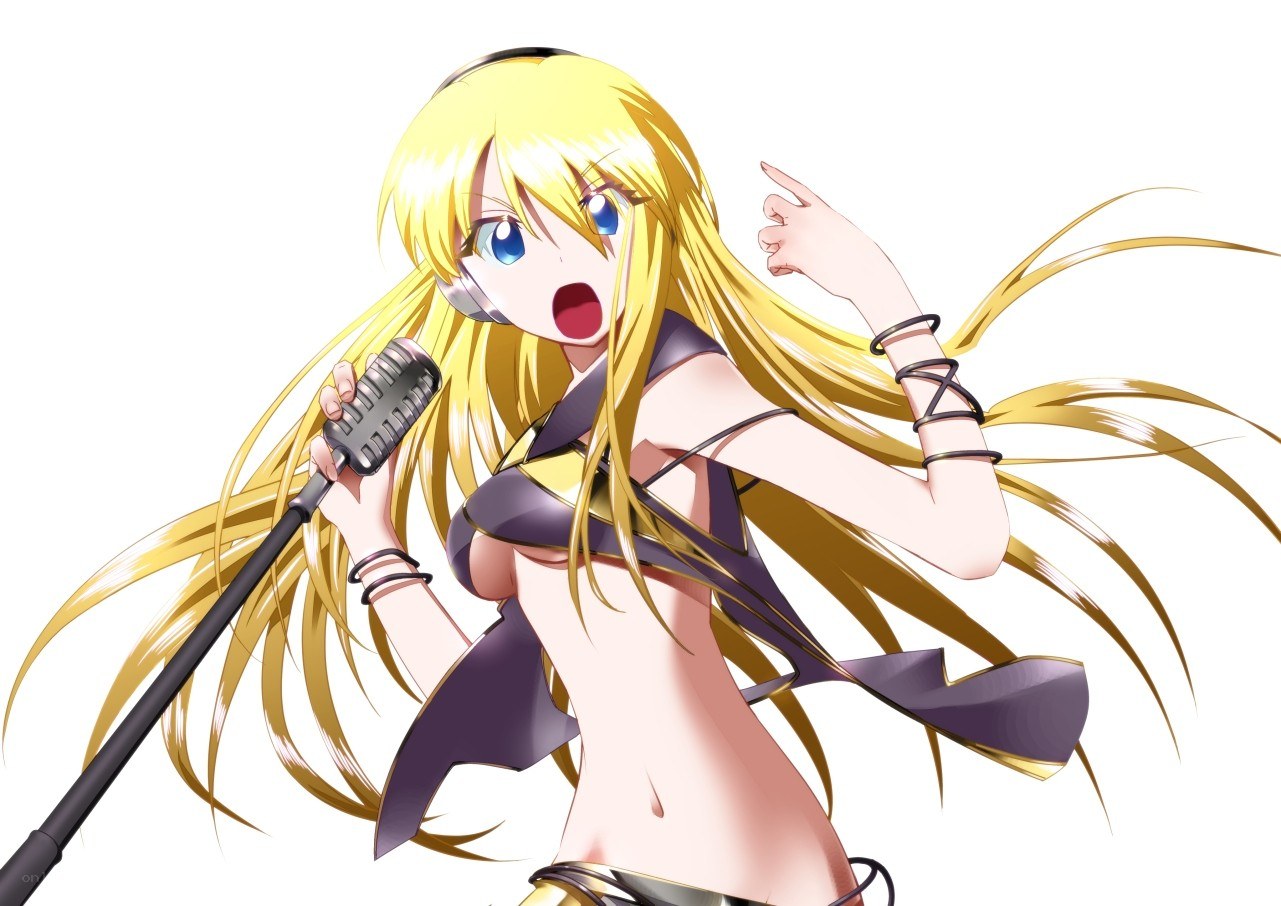 anime singer with microphone