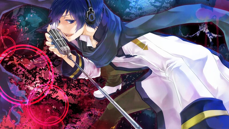 anime singer with microphone