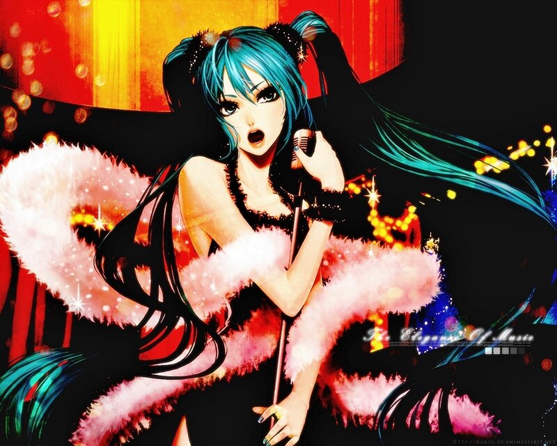 Anime Singer with Microphone — Blue