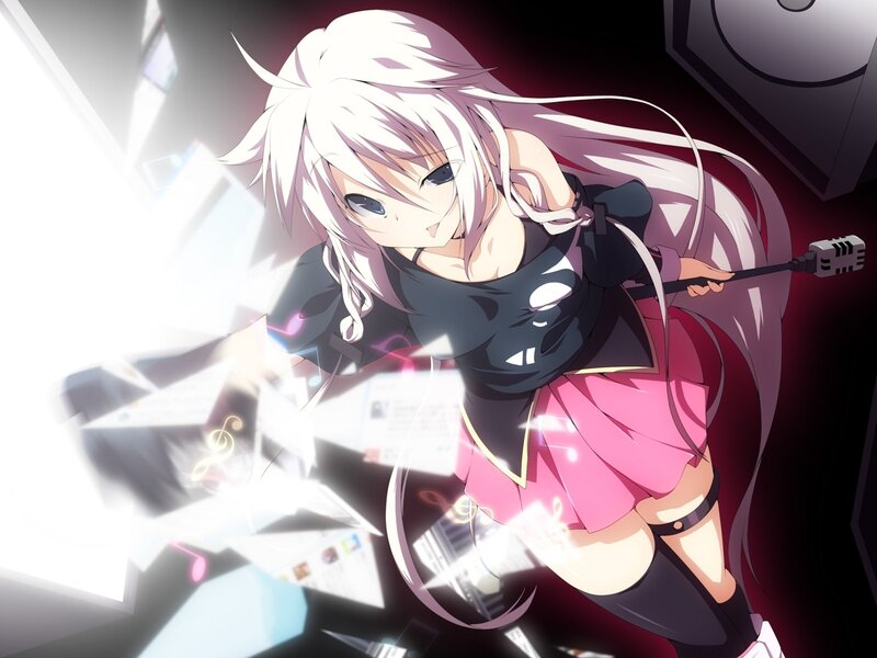 anime singer with microphone