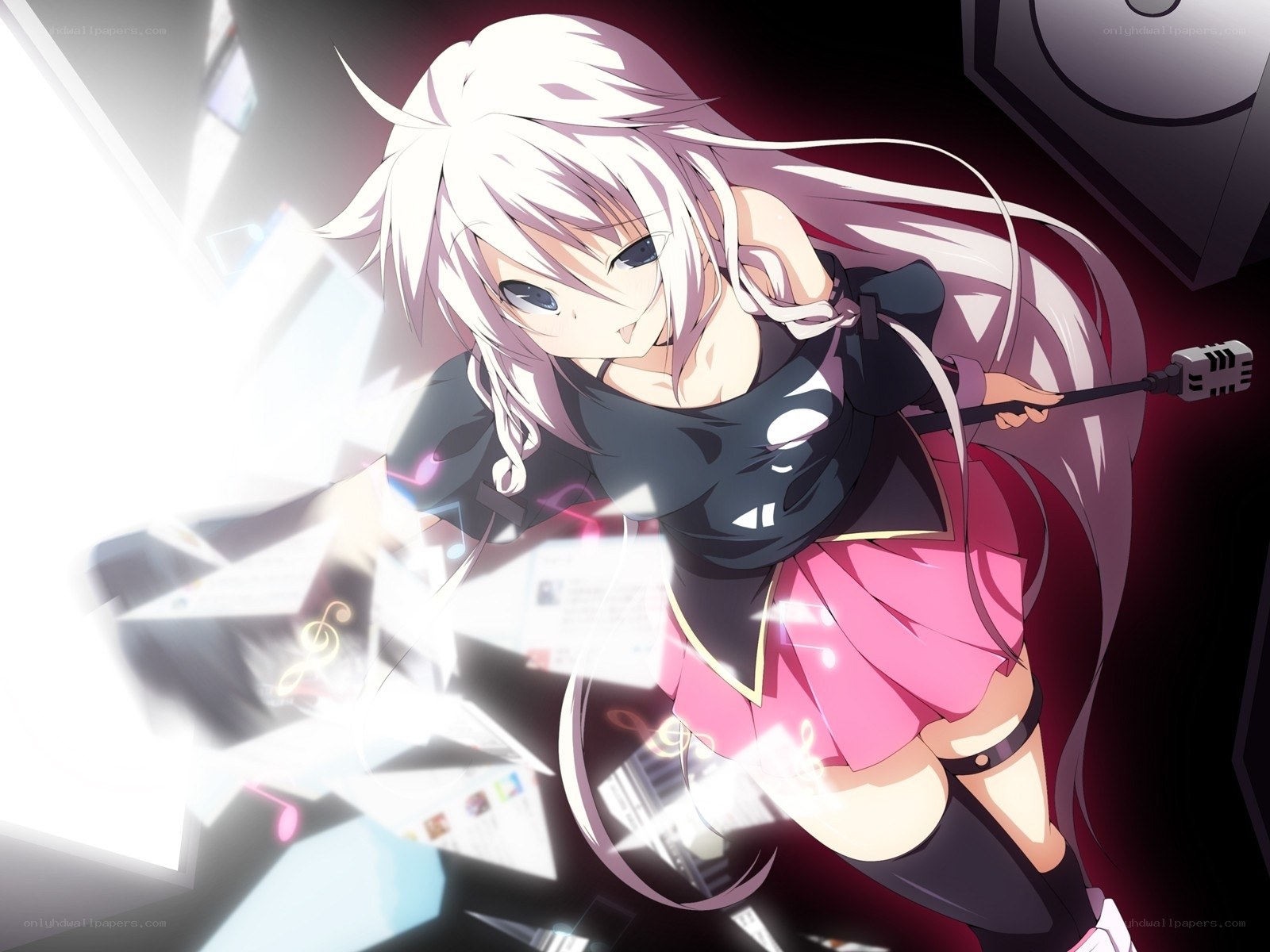 anime singer with microphone
