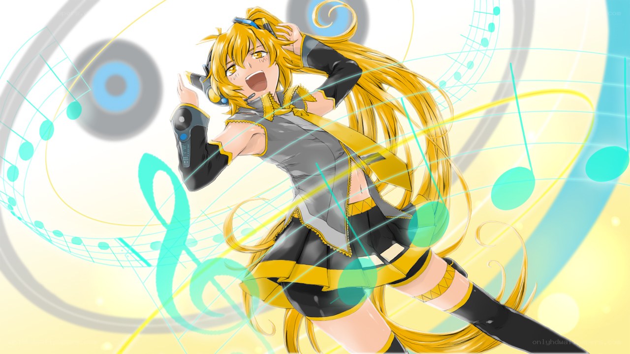 anime singer with music notes