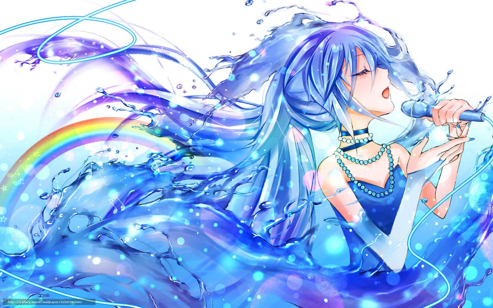 anime singer with water effects