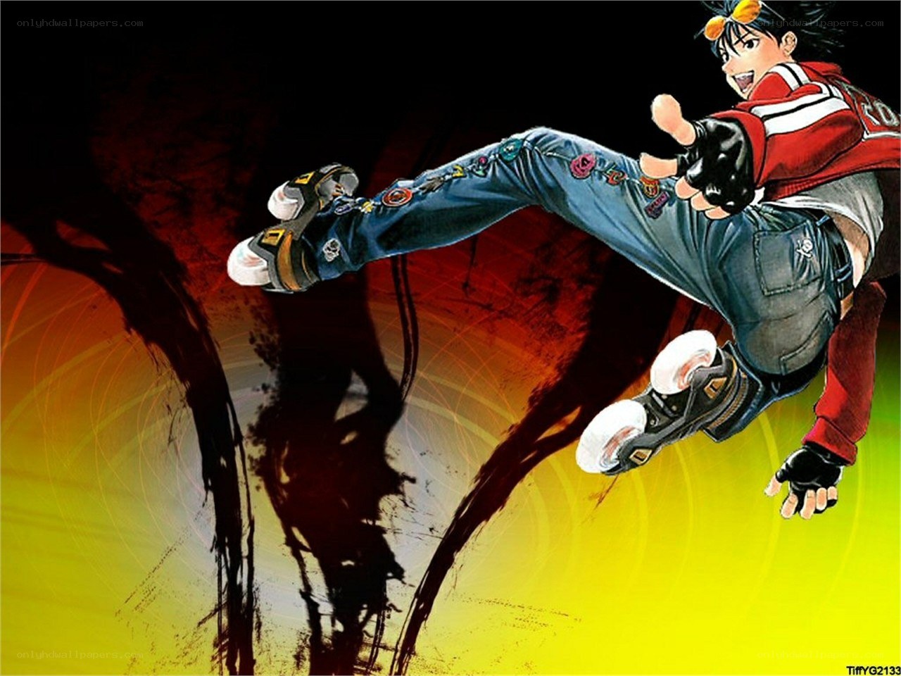 anime skater in action