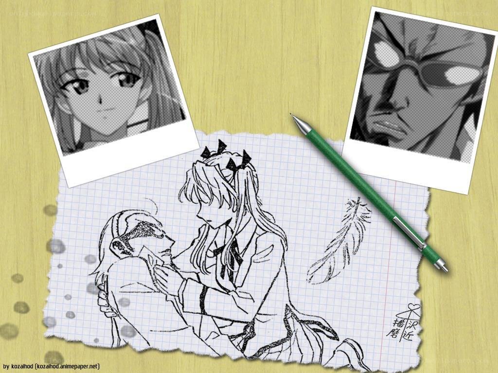 anime sketch on graph paper
