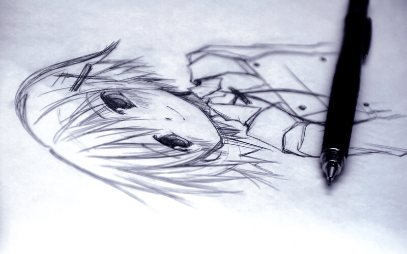 anime sketch with pen