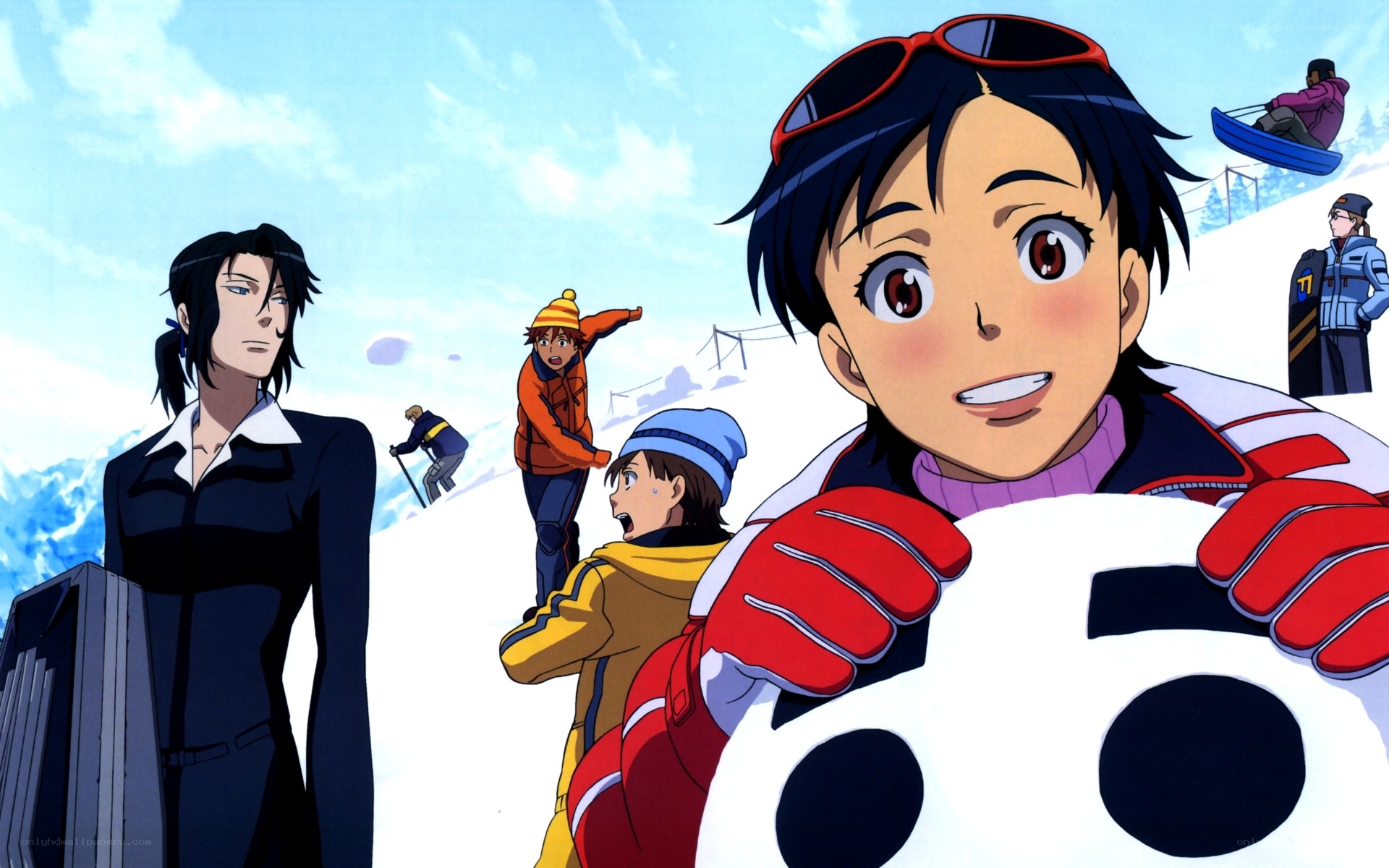 anime ski resort scene