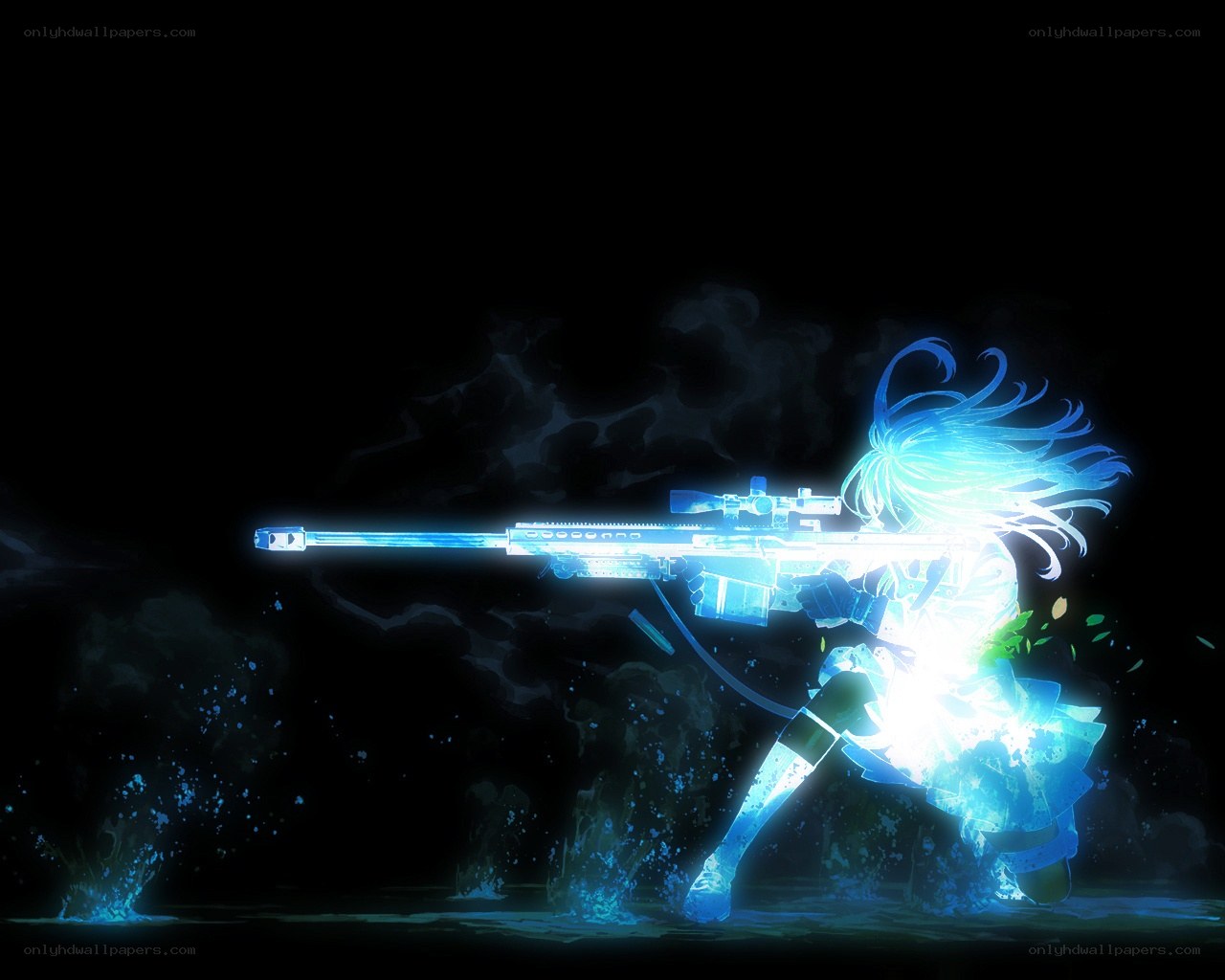 anime sniper in blue light