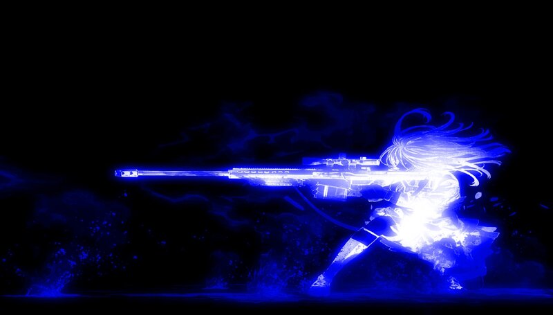 anime sniper in blue light