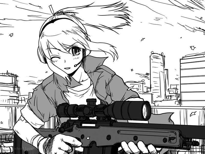 anime sniper in city