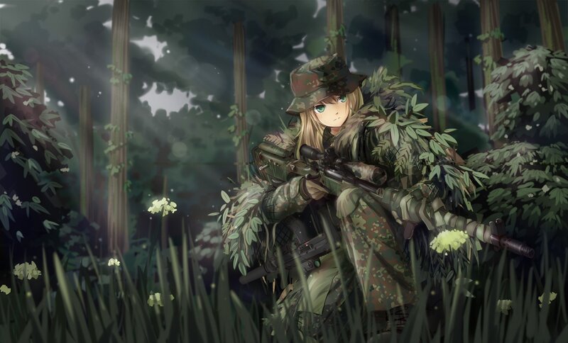 Anime Sniper in Forest — Green