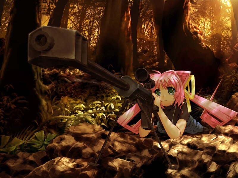 Anime sniper in forest