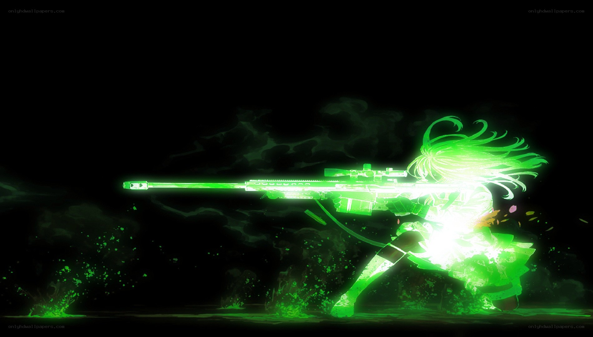 anime sniper in green light