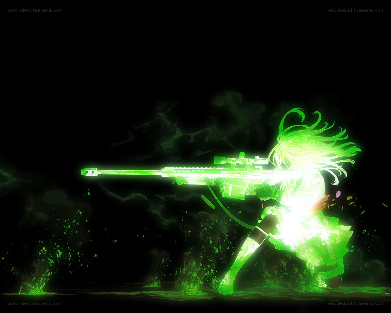 anime sniper in green light