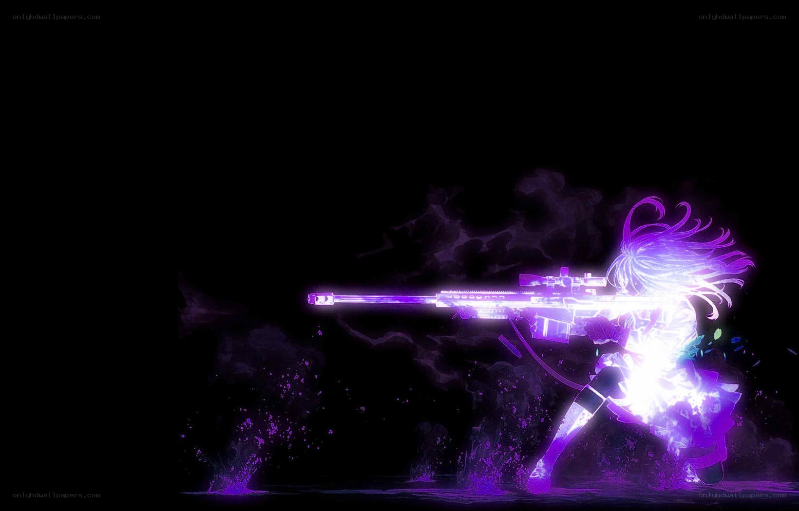 anime sniper in purple light