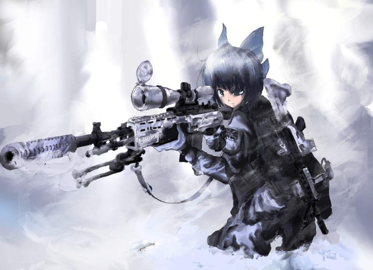 anime sniper in snow