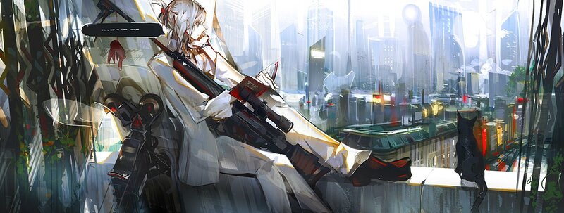 anime sniper with cat