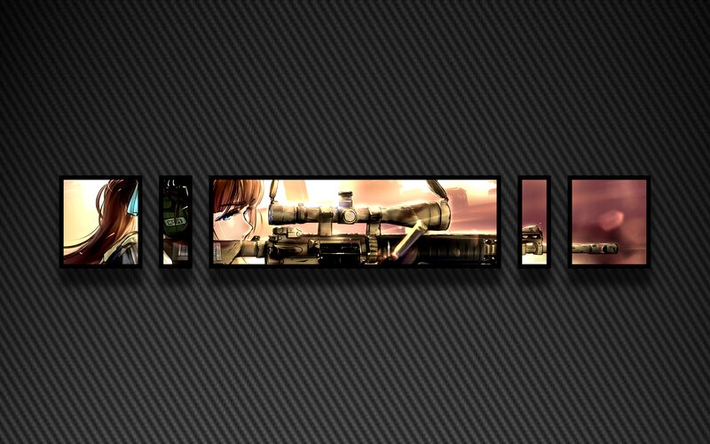 Anime Sniper with Rifle — Black, Dramatic, Sunset