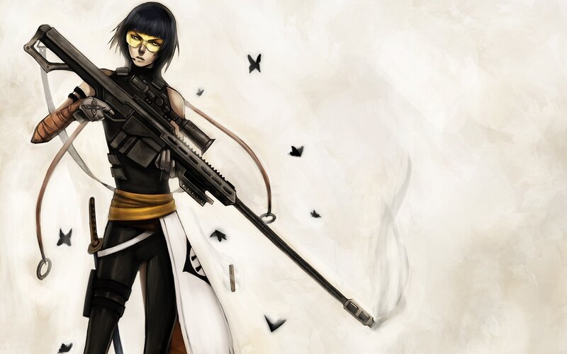 Anime Sniper with Rifle — Black