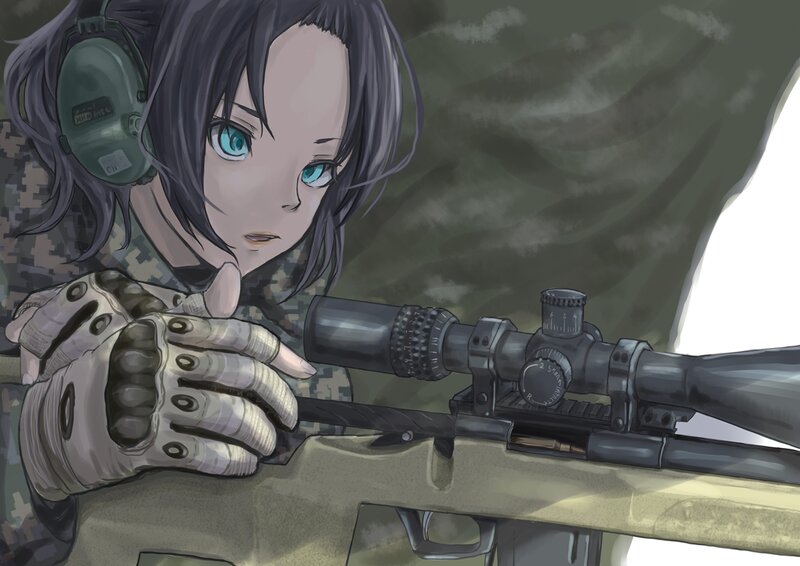 Anime Sniper with Rifle — Green