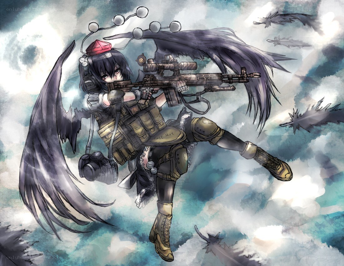 Anime sniper with wings