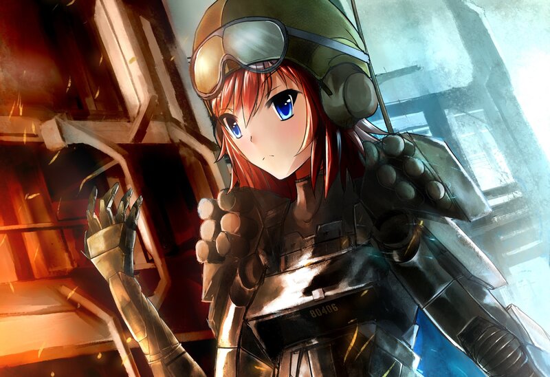 anime soldier girl in armor