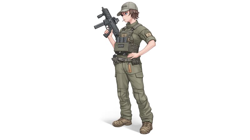 Anime Soldier Holding Rifle