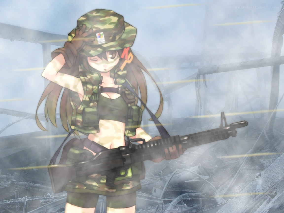 anime soldier in camouflage