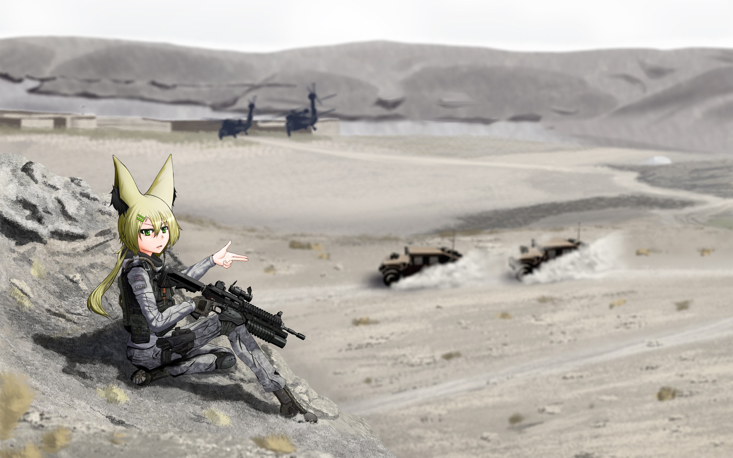 anime soldier in desert