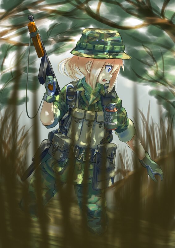 Anime Soldier in Forest