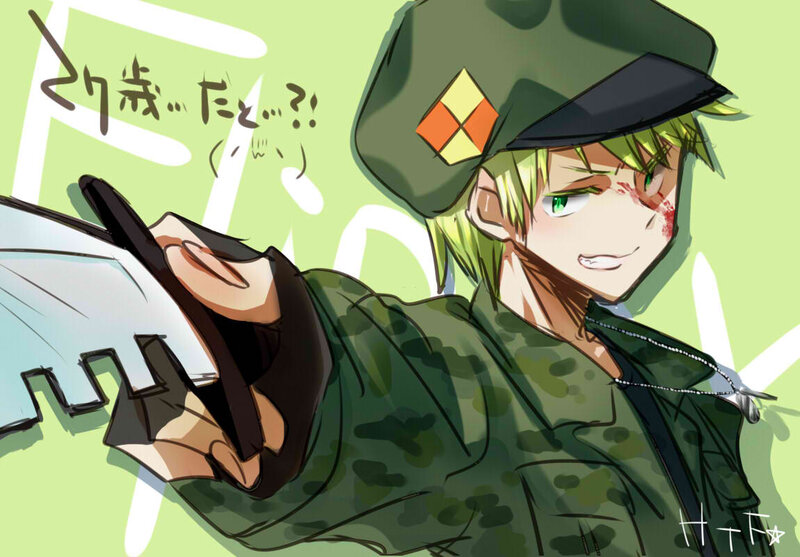 Anime Soldier with Green Hair