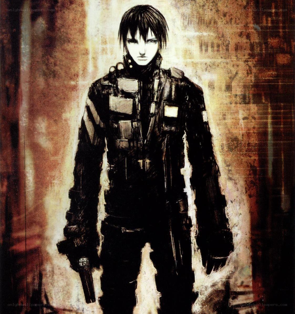 anime soldier with gun