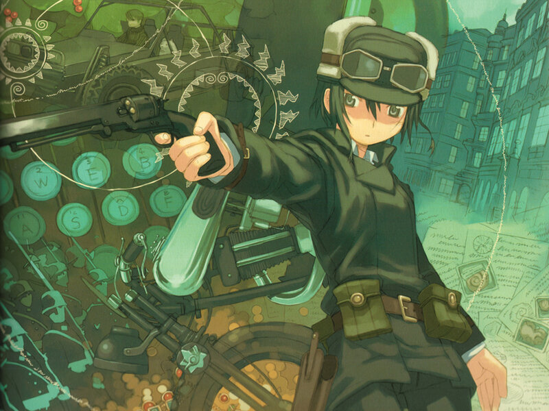anime soldier with revolver