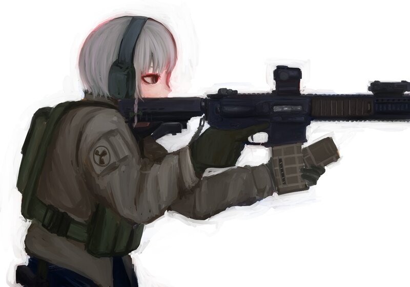 anime soldier with rifle