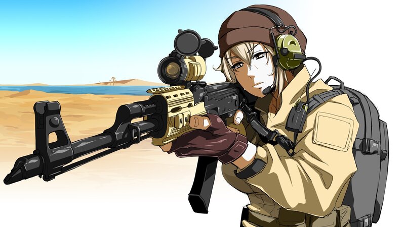 anime soldier with rifle