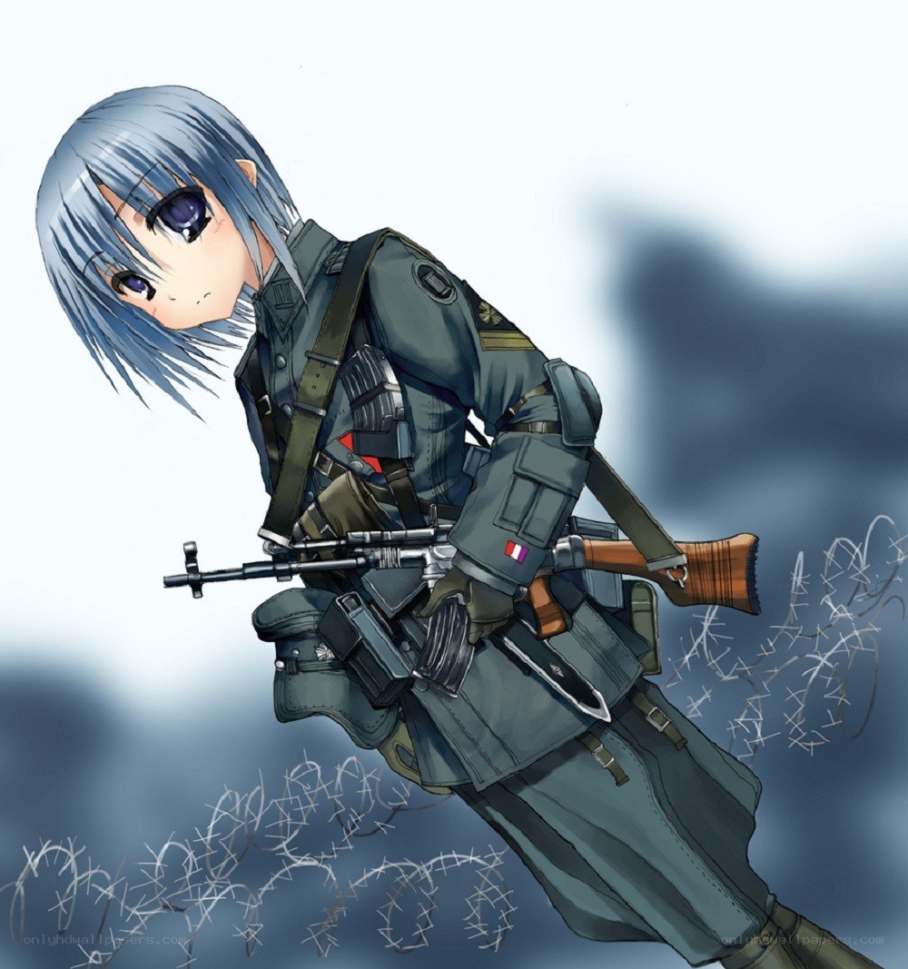 anime soldier with rifle