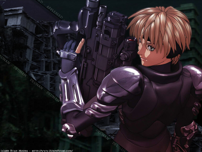 Anime soldier with rifle