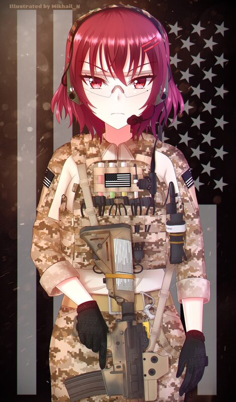 Anime Soldier with Rifle — Brown