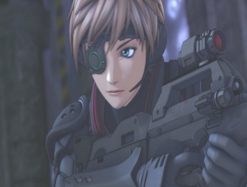 Anime Soldier with Rifle — Gray