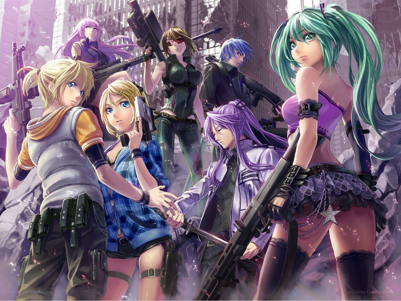 Anime soldiers in a war zone