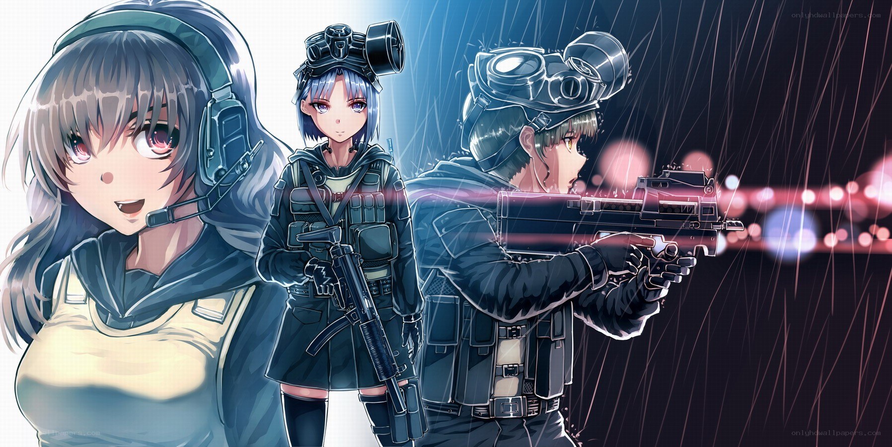 anime soldiers in rain