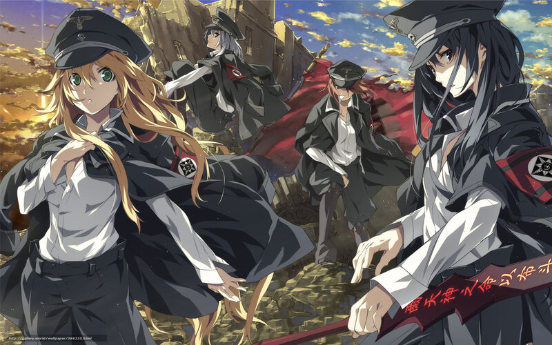 anime soldiers in war-torn city