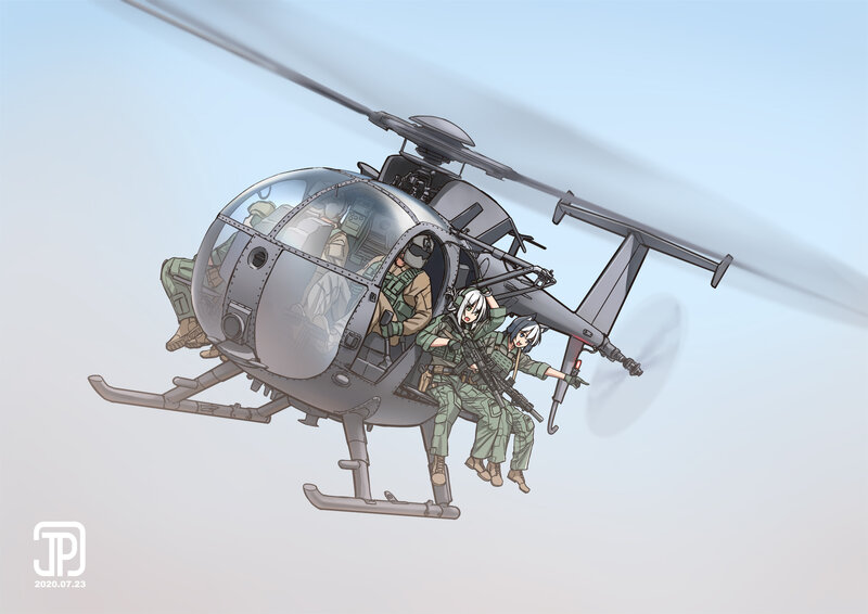 Anime Soldiers on Helicopter