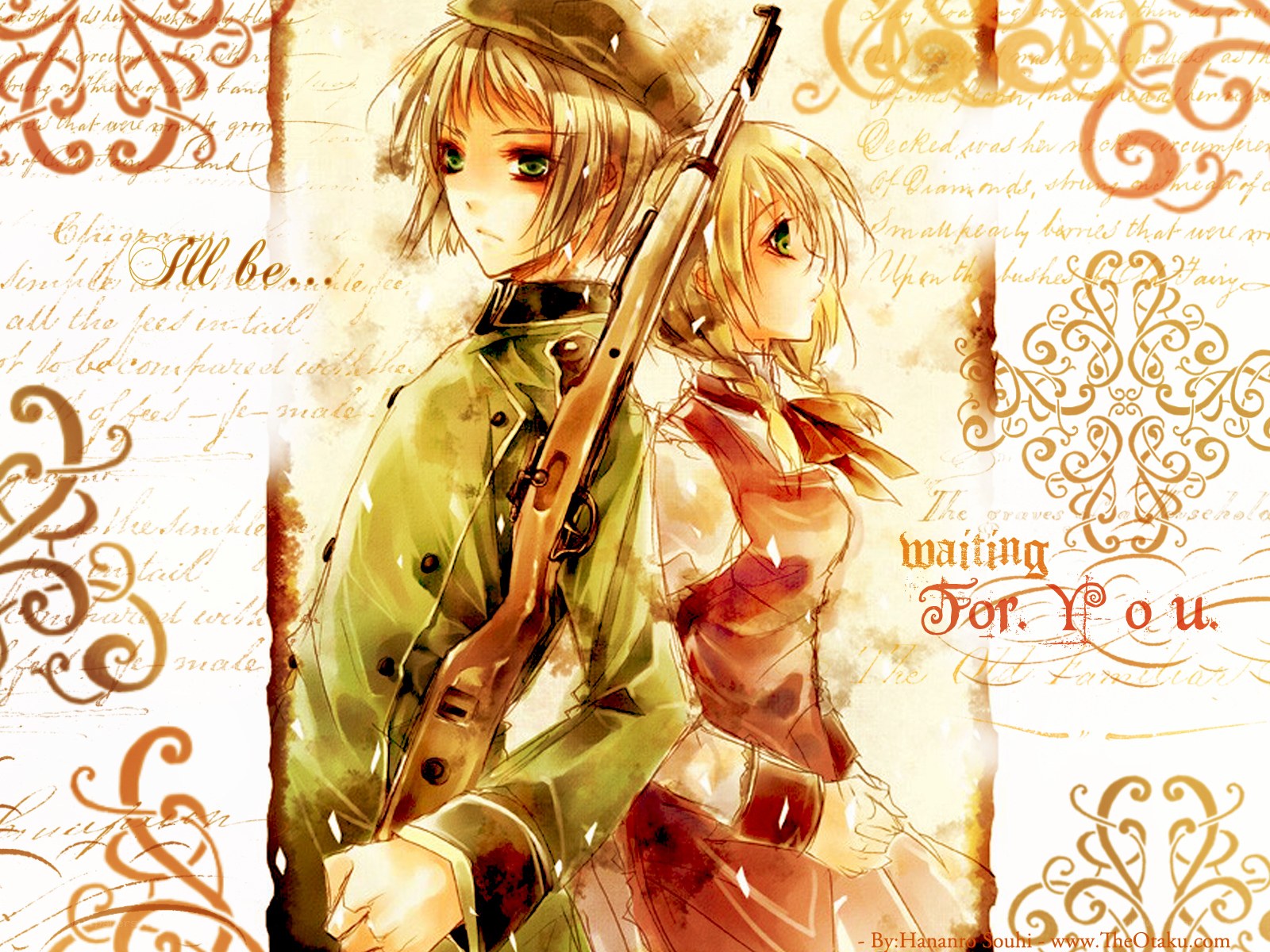 Anime soldiers waiting