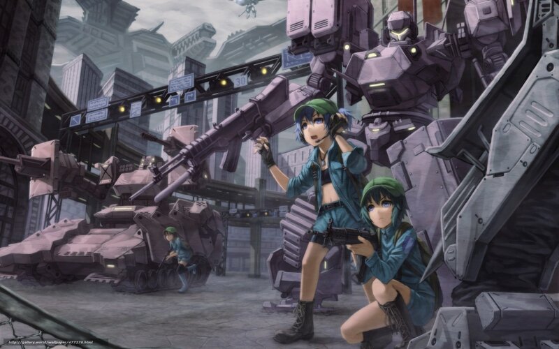 Anime soldiers with mechs