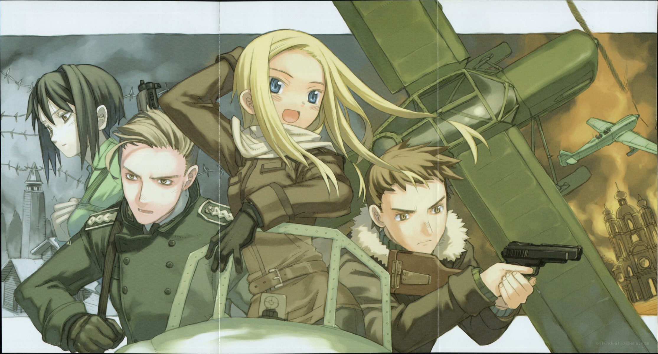 anime soldiers with weapons