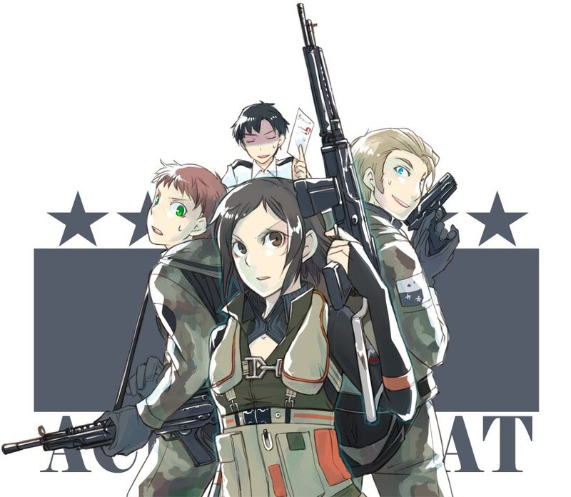 Anime Soldiers with Weapons — Gray