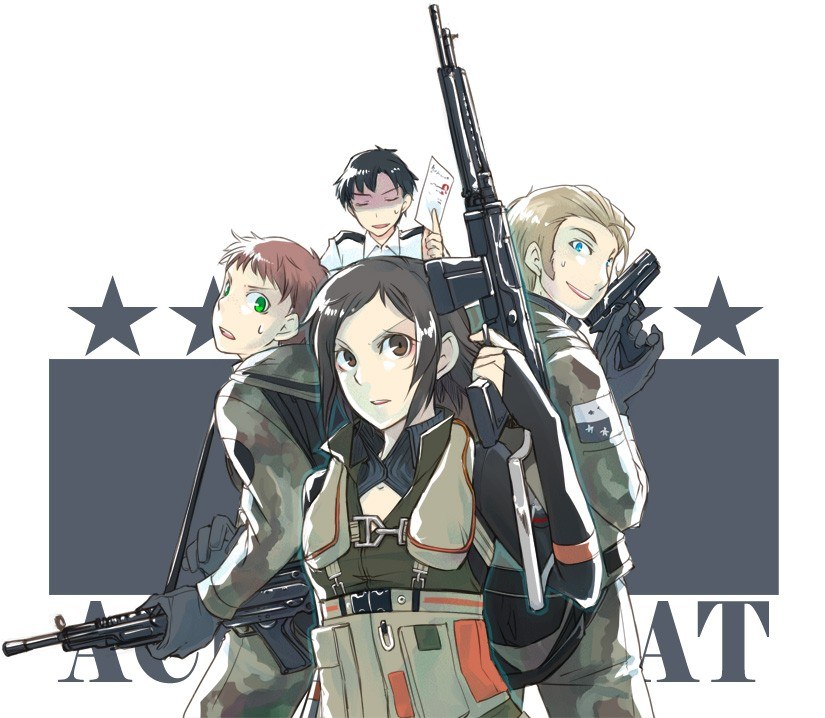 anime soldiers with weapons