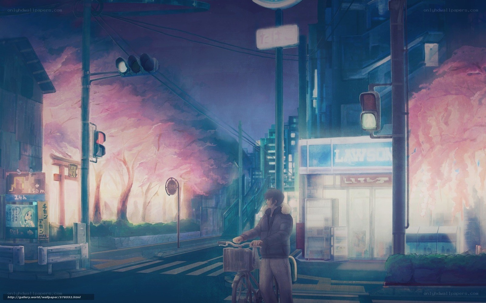 Anime street at dusk